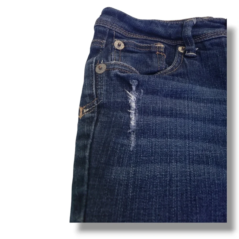 Justice Girls 10 Vintage Low Rise Bootcut Distressed Jeans